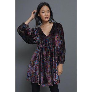 Anthropologie Mona Burnout Velvet Mini Dress